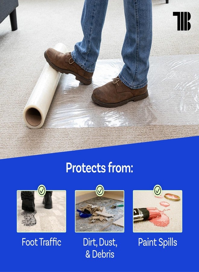 TapeManBlue Carpet Protection Film 24" x 200' roll, Self Adhesive Plastic Carpet Protector Film with Clean Removal & Easy Unwind, Durable Protection Tape to Shield Your Surface from Dirt and Spills - Image 4